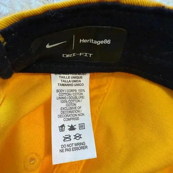 West Virginia Mountaineers Hat Cap Strap Back Yellow Performance Blue Logo WVU - Picture 4 of 8